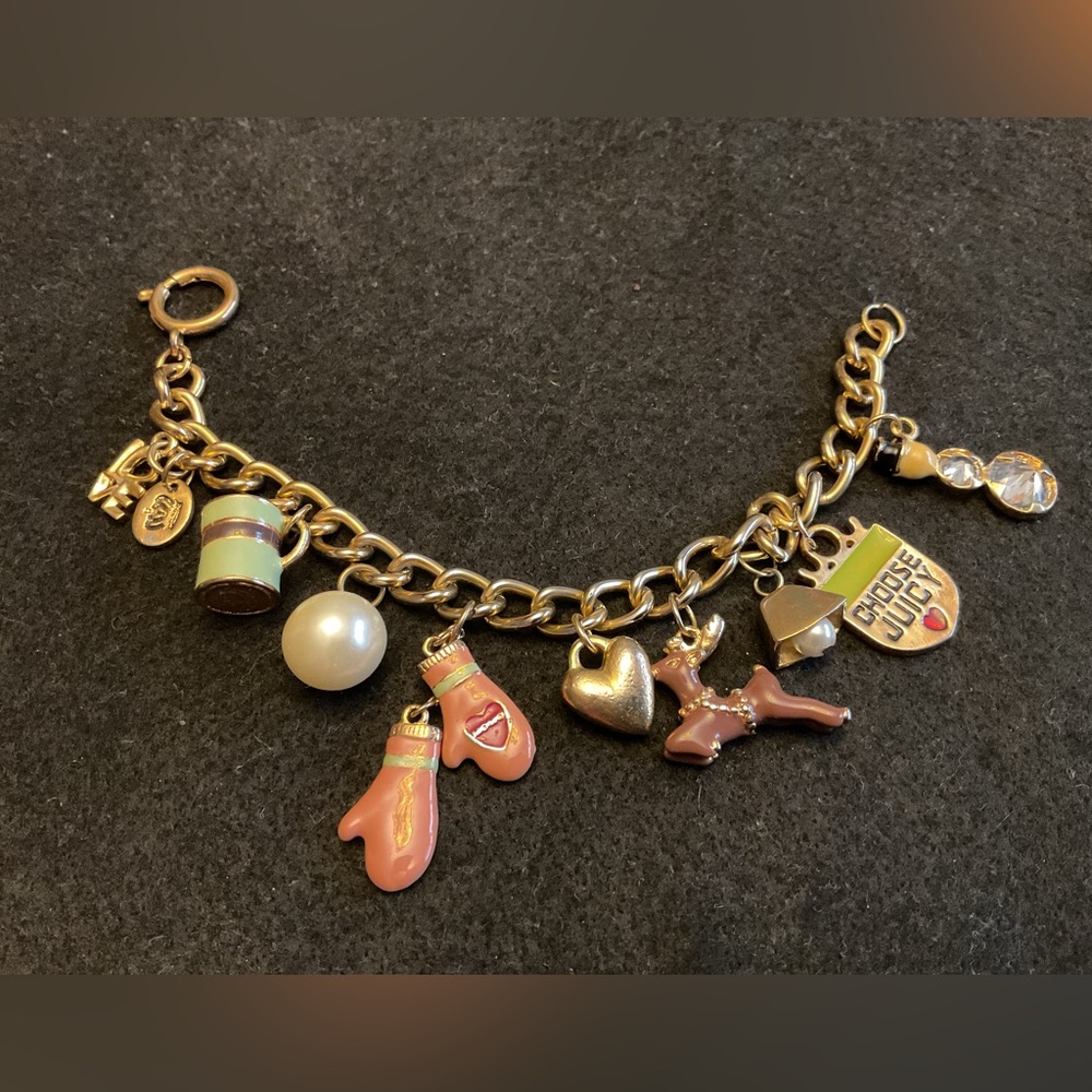 JUICY COUTURE CHARM BRACELET 2008 WINTER FUN GOLD TONE LIMITED EDITION Y2K
